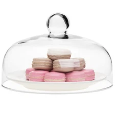 MyGift 9 Inch Round Clear Glass Cloche Dome Cake Display Cover with Knob Handle