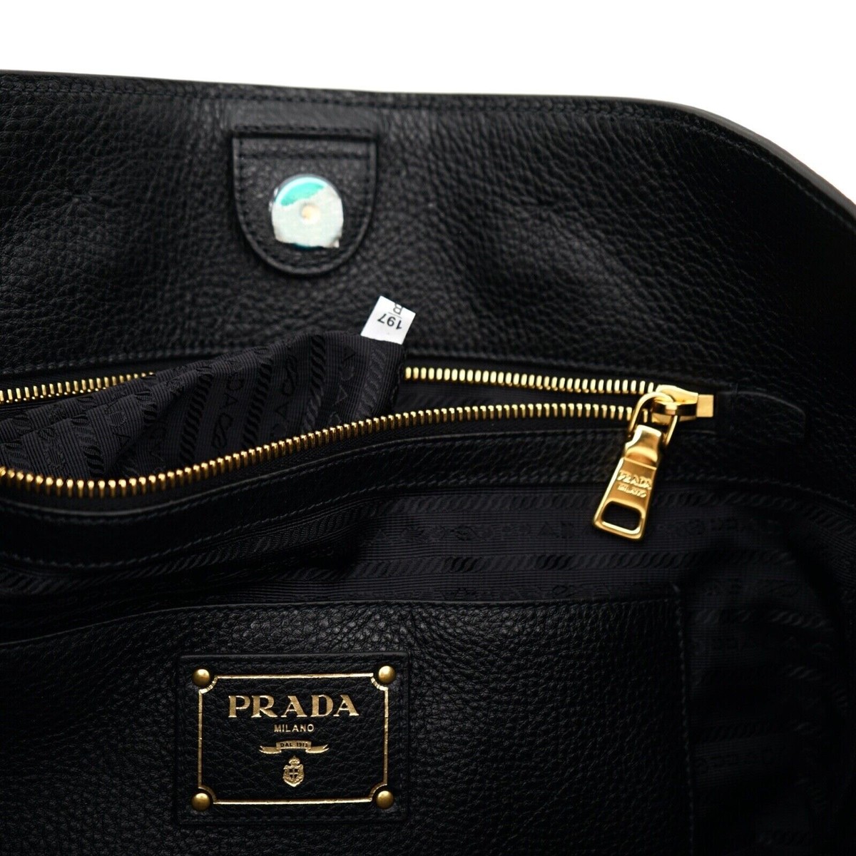 Prada Tote Large Shopping Shoulder Bag Vitello Phenix Black