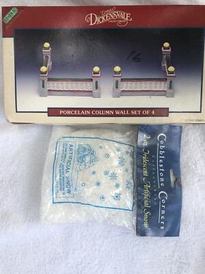 Lemax Dickens vale Porcelain Column Wall Set Of 4 In Box 1993 BONUS SNOW
