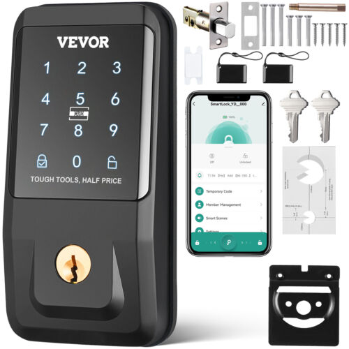 VEVOR Smart Lock serrure de porte d'entrée sans clé clavier contrôle d'application pêne dormant - Photo 1 sur 12