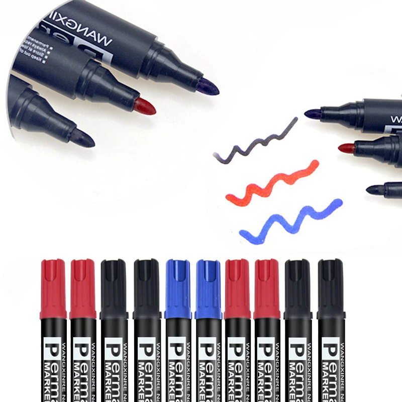 10pcs/Set Permanent Mark schwarz Blau Rot 14cm Aufzählungszeichen Pens Neu - Bild 3 von 4