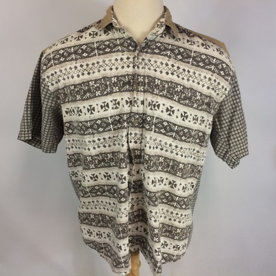 Vintage 80s 90s Grunge Gitano Color Block Abstract Surf Skate Beach Shirt L 