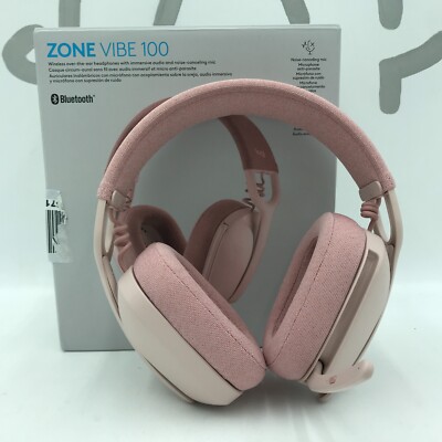 Logitech Zone Vibe 100 Lightweight Wireless Over Ear Headphones - Rose