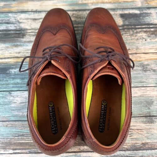 Florsheim Herren Größe 9M Budapester Oxford elegante Schuhe braun Leder formelle Arbeitskleidung - Bild 5 von 12