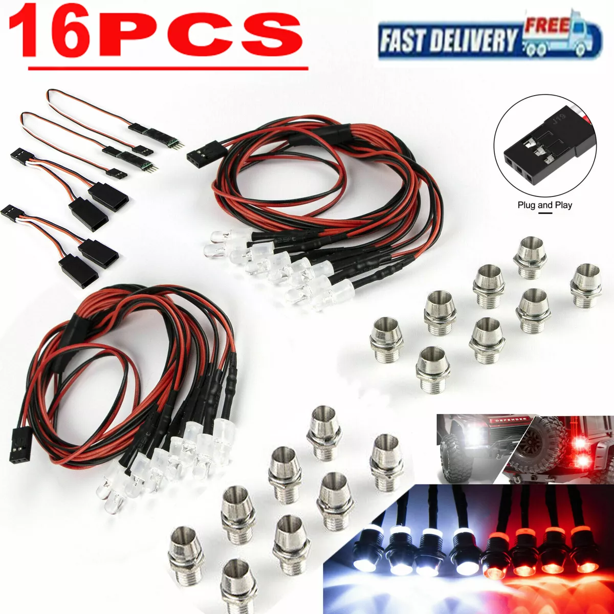 16PCS LED Light System Kit Smart Simulation Flash Lights for 1 10 RC Car Truck