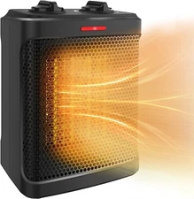 andily Compact Portable Ceramic Space Heater with Adjustable(Black)-OPEN BOX