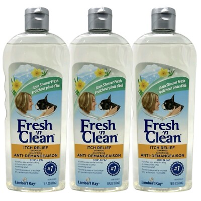 Fresh n Clean Itch Relief Dog Shampoo Rain Shower Fresh Scent 18 oz (3PK)  READ