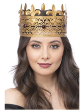 Gothic Royal Vampire Metal Crown Adults Royal King Queen Fancy Dress