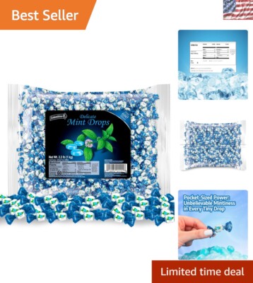 Bulk 2.2lbs Individually Wrapped Mint Drops - 660 Mini Mints for Fresh Breath
