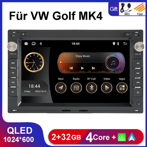 Autoradio für VW Polo 9N Golf Jetta MK4 Passat B5 T CarPlay GPS Sat Navigator BT - Bild 1 von 12
