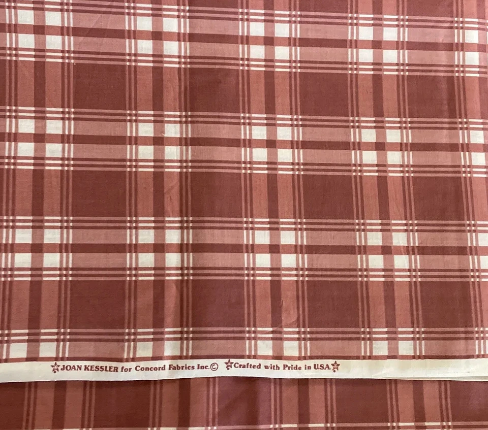BTHY Joan Kessler For Concord Fabrics Plaid 100% Cotton Fabric Half Yard Mauve - Image 4 of 4