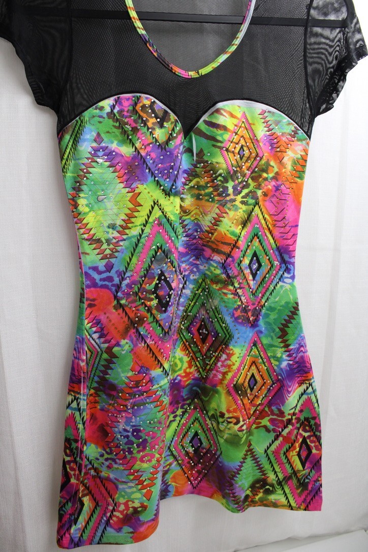 Women's Polyester Mesh Black MulticolorGeometricP… - image 2
