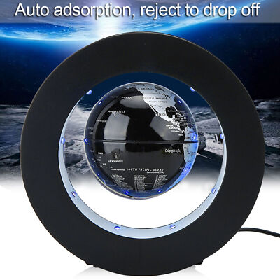 (Silver Black EU Plug)Electronic Magnetic Levitation Floating Globe With LED US
