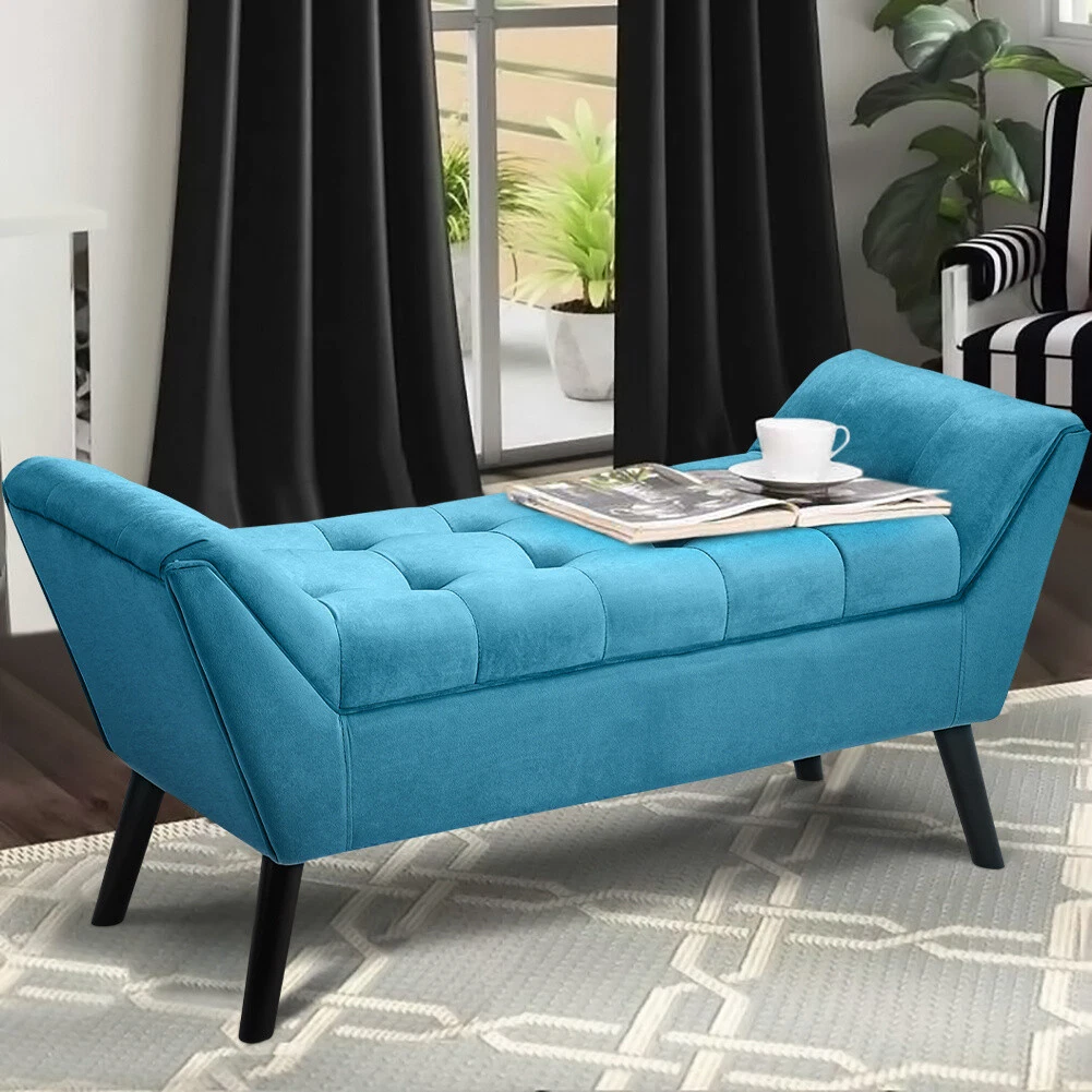Teal tufted bench deals