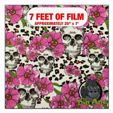 Hydrographic film Pink Flower Cheetah Skulls hydro dipping 7' x 20" hydro dip