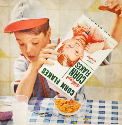 1954 Kellogg's Corn Flakes Cereal Advertisement Vintage Breakfast Foods DWJJ13