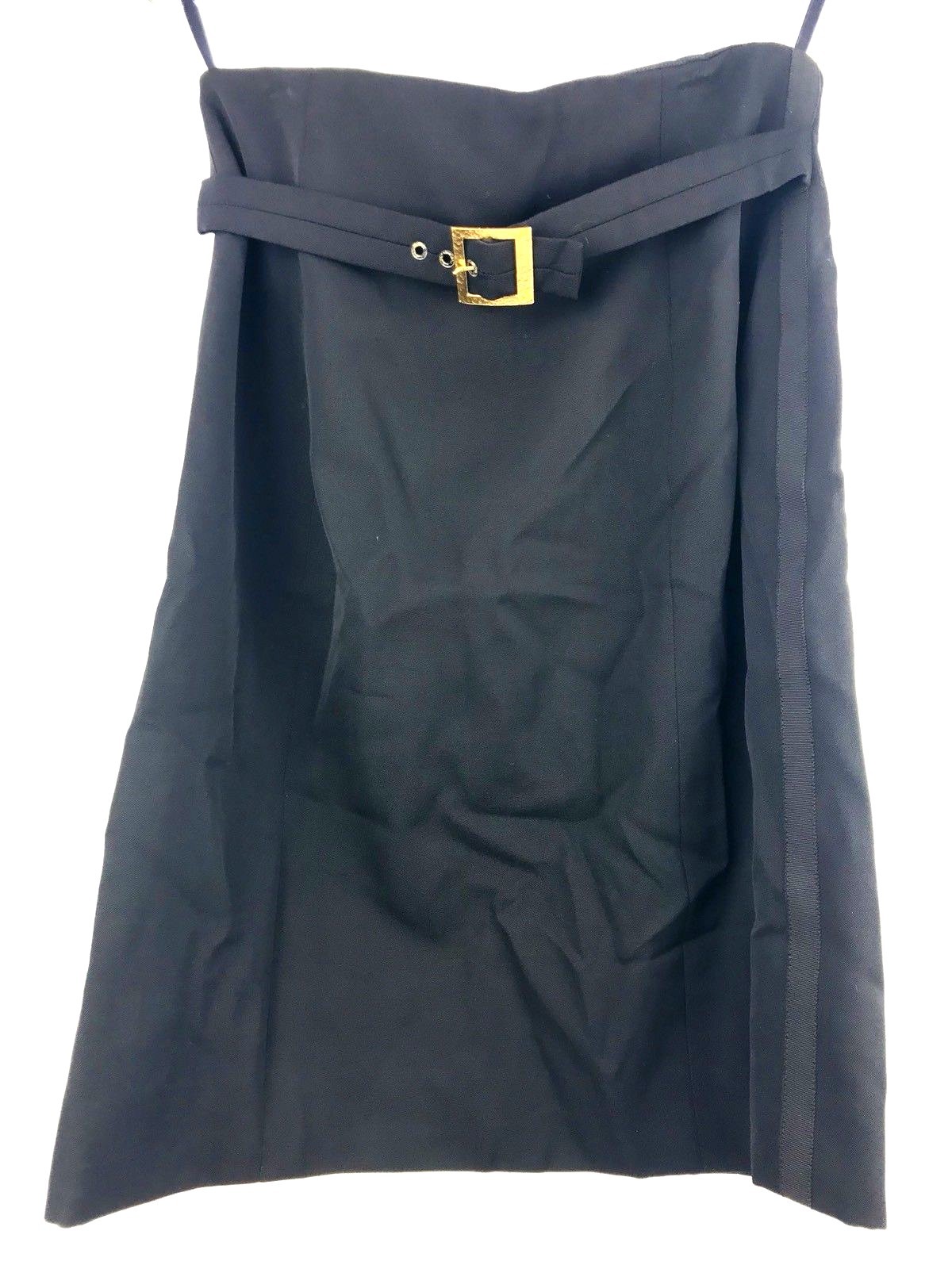 Vintage CHANEL Boutique Pencil Skirt 2 4 Belt High Waist 38 Black Tuxedo Couture