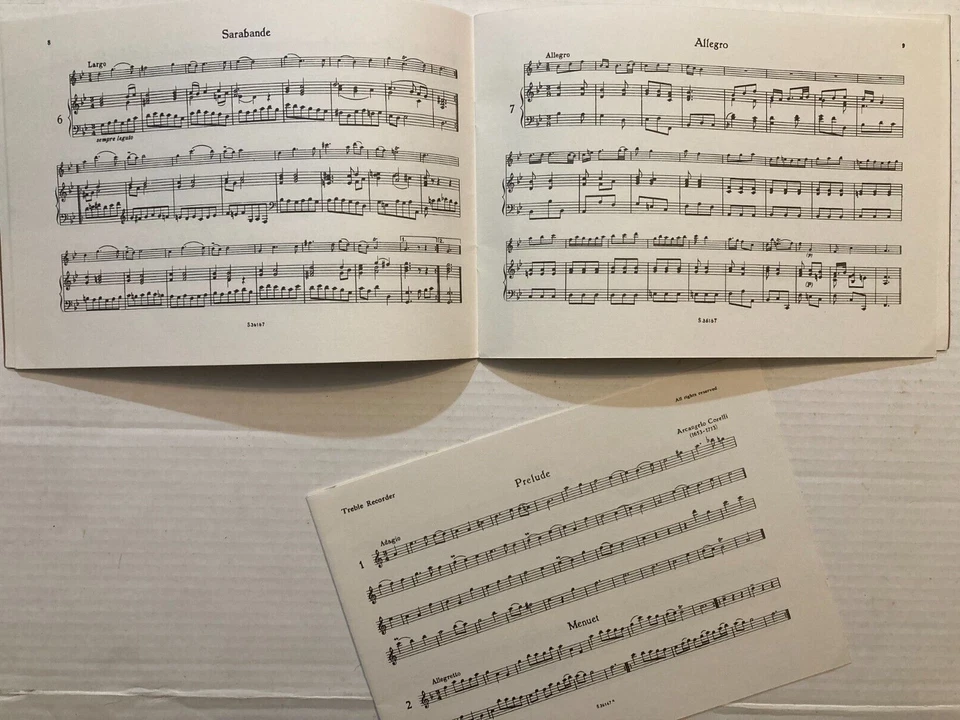 11 Pieces for TREBLE RECORDER & PIANO Arcangelo CORELLI sheet music Schott 3757a - Image 3 of 4