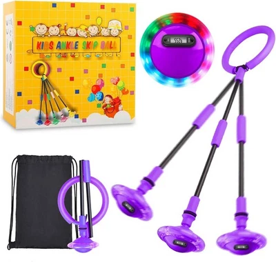 MARKENLOS Blinkender Springring mit Zähler | Faltbarer Kinder-Fußkreisel Lila Geschenk