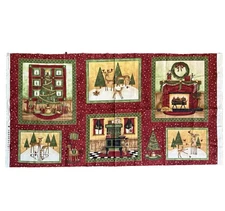 Debbie Mumm Christmas Holiday Quilt Block Fabric Panel Fireside Reindeer Tree