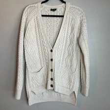 TOPSHOP Cable Knit Cardigan US 4 Cream Angora Blend Oversized Light Academia