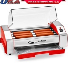 Electric Hot Dog Roller Grill Non-Stick Cooking Easy Cleanup Safe Design New