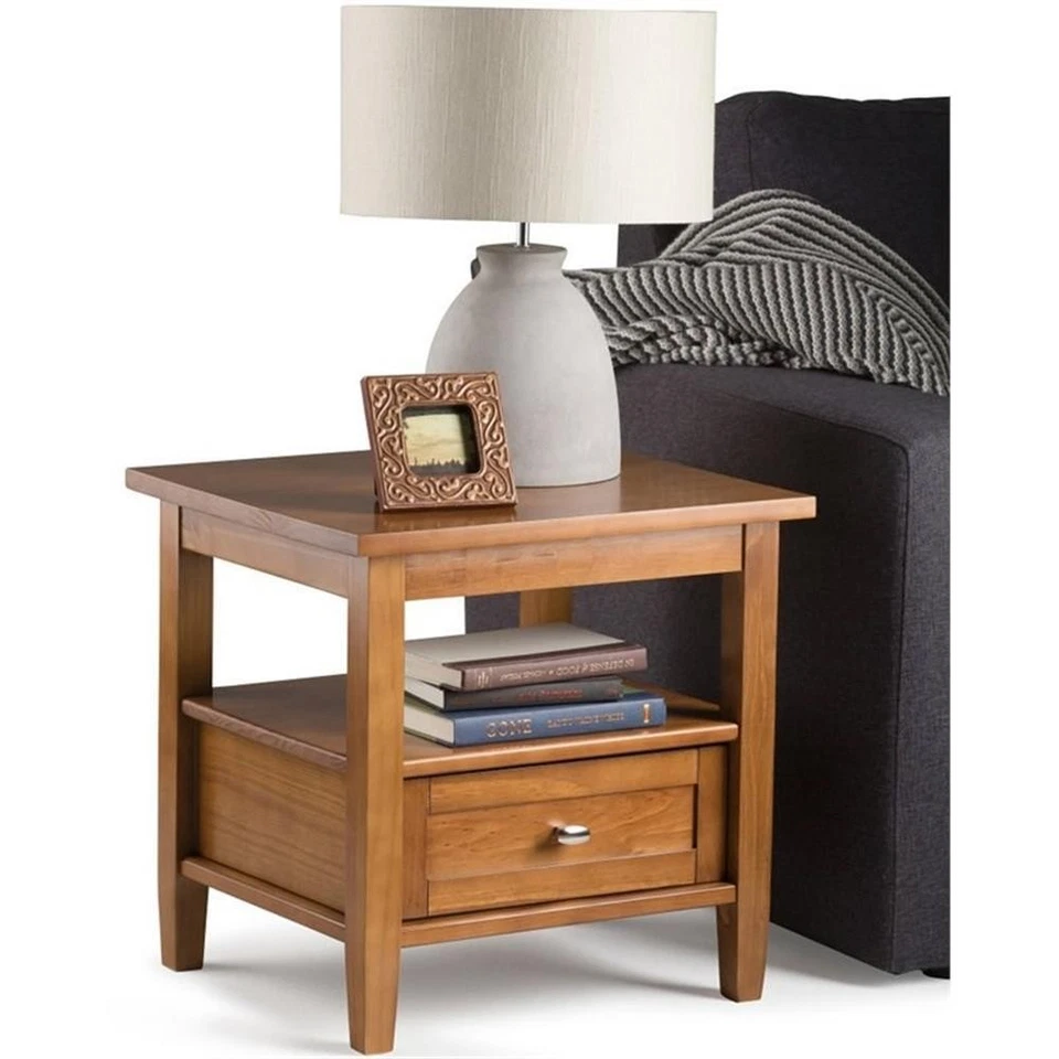 Simpli Home Warm Shaker Wood 20"WD Transitional End Table in Light Golden Brown - Image 3 of 4