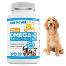 Omega 3 Fish Oil for Dogs - 180 Count Tablet Treats   Helps Shedding, Skin...