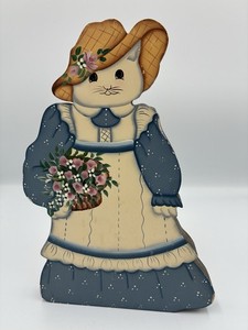 Vintage Homemade Wood Painted Kitty/Cat Toilet Paper Holder