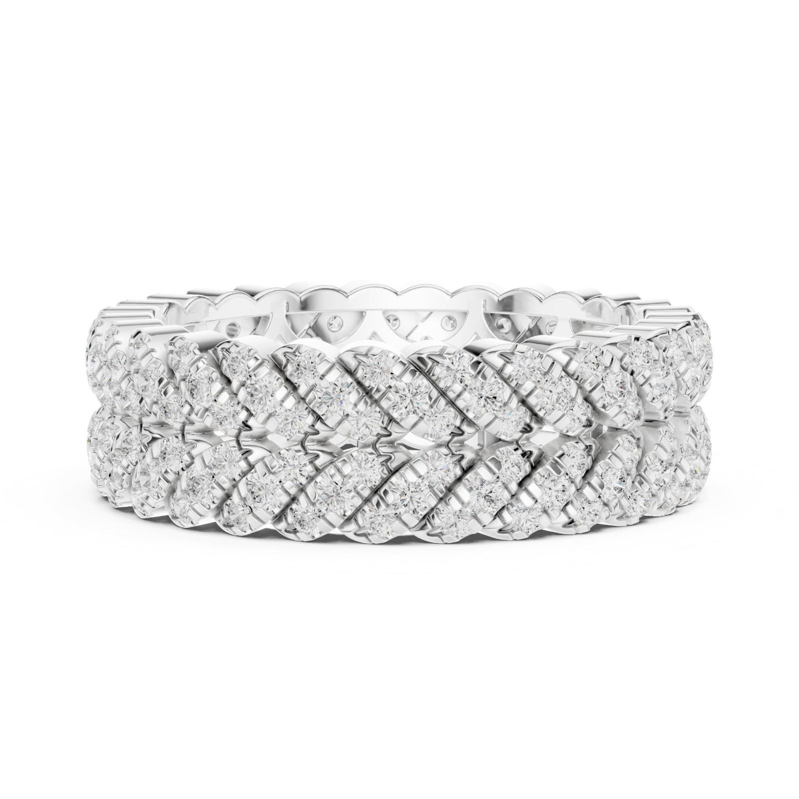 1.00 Ct Round Lab Grown Diamond Eternity Band 14K White Gold All Size Available