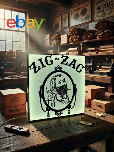 Zig Zag Man Light Up LED Neon Sign - Raw Hemp Rolling Smoking Vintage