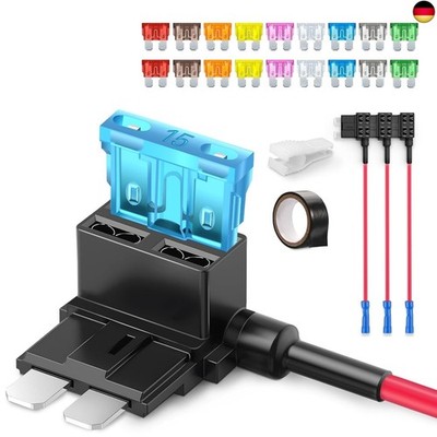 JOREST 4Pcs Stromdieb KFZ Sicherung,Standard Sicherungshalter 12v,Add a Circuit