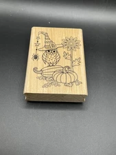 Hampton Art Owl Sunflower Pumpkin Spider Wood Mounted Stamp