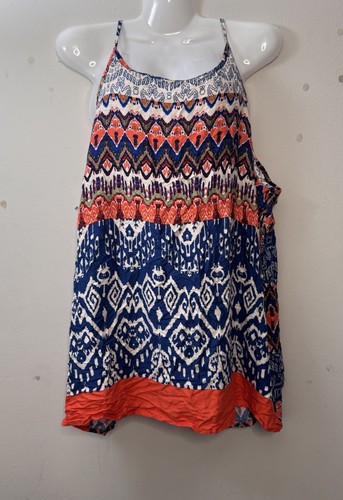 Renee C USA Women’s Size XXL Orange Blue geometric boho Shirt top Stitch Fix