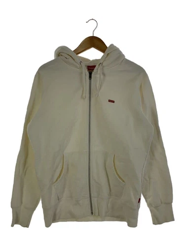 Felpa Supreme con cappuccio zip M cotone bianco usata