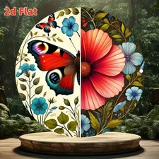 Floral Butterfly Two-Tone Split Design Metal Decor