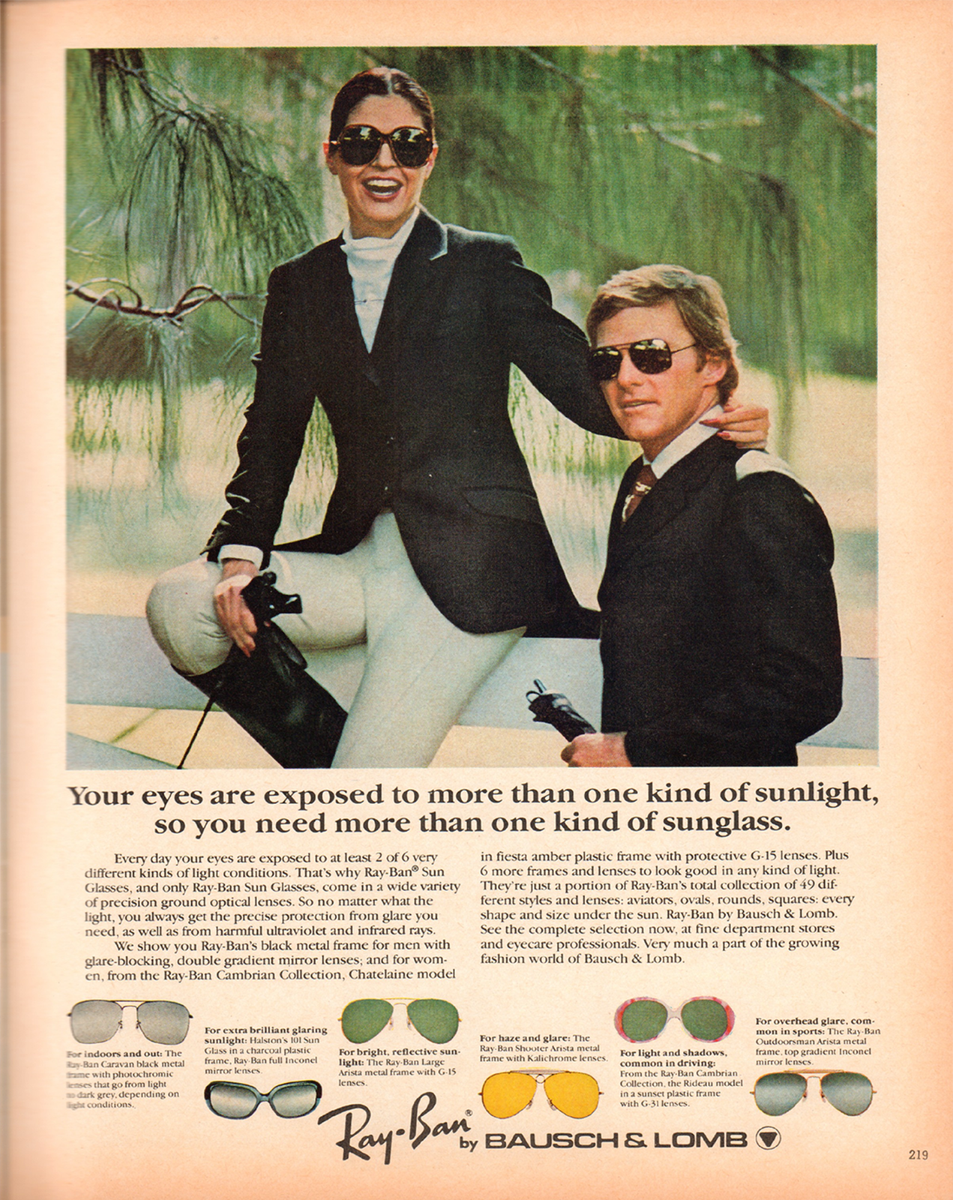 Ray-Ban Sunglasses Poster 1970s Bausch & Lomb Ad - 12X16  display picture 1