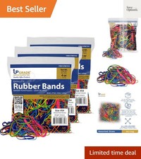 Upgrade Office Supply Rubber Bands, Assorted Sizes  Bright Colors, 1/4 lb Ba...