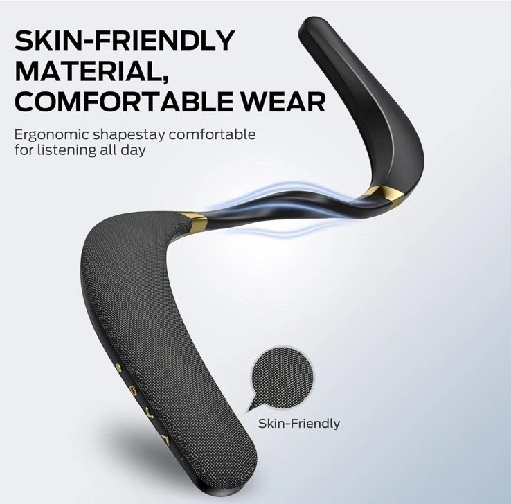 Altavoz Bluetooth Banda para el Cuello Boomerang, Altavoz para el Cuello Bluetooth Inalámbrico, Dorado Foto 4 de 4