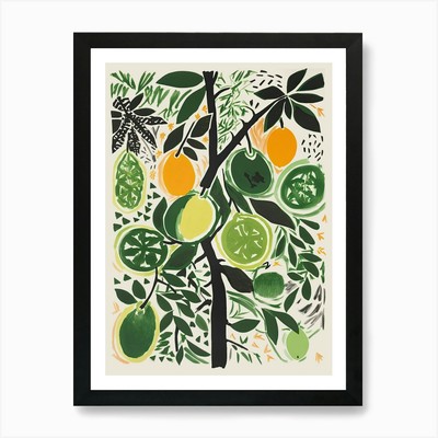 Sternenfrucht Obst Zeichnung 2 Kunstdruck gerahmt Wandbild Poster Leinwanddruck Bild