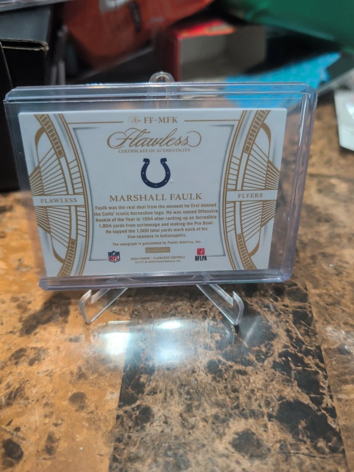 2024 PANINI Flawless MARSHALL FAULK /25FLYERS On Card AUTO  - COLTS - Image 2 of 2