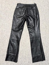 Y2K vintage WILSONS leather pants 8 black jeans 30x30 motorcycle 1990s