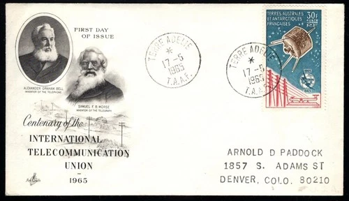 Cover TAAF 1965 Scott#C10 First day cover  Launching of 1st French Satellite