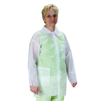 Condor 2Ktt1 Condor Disposable Lab Coat, Polypropylene, Snaps Closure, White,