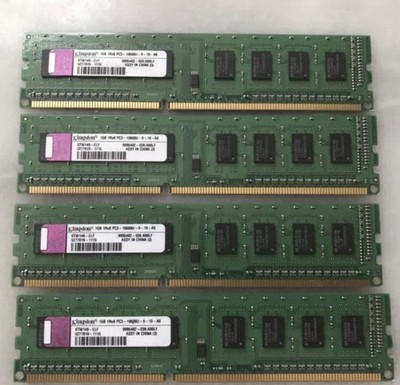 Lot of 4 Kingston 1GB DDR3 1333MHz PC3-10600U Desktop RAM KTW149-ELF