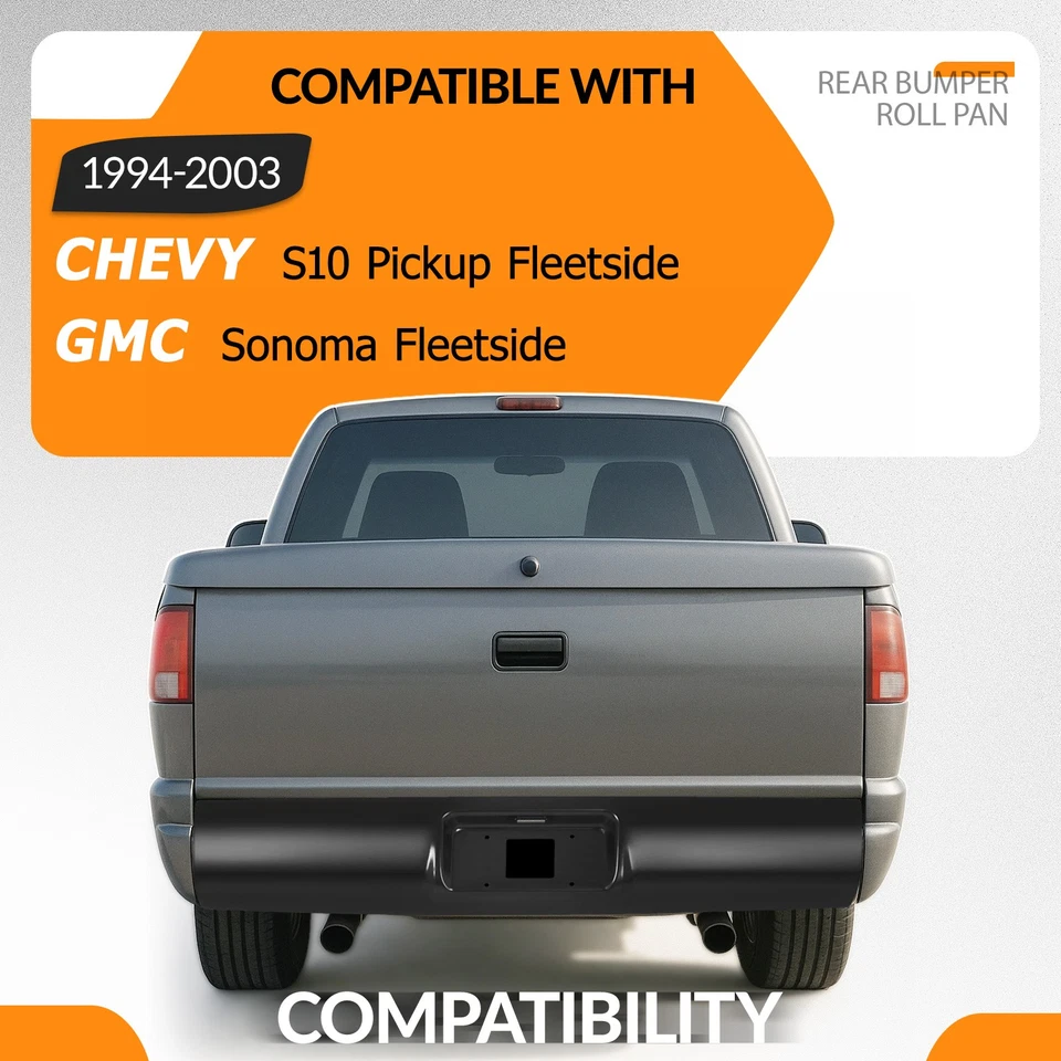 Parachoques trasero con placa de licencia para 1994-2003 S10 Sonoma GMC Fleetside Foto 2 de 4