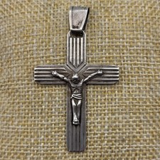 Stunning Antique Sterling Silver Cross Sebben Signed Crucifix pendant