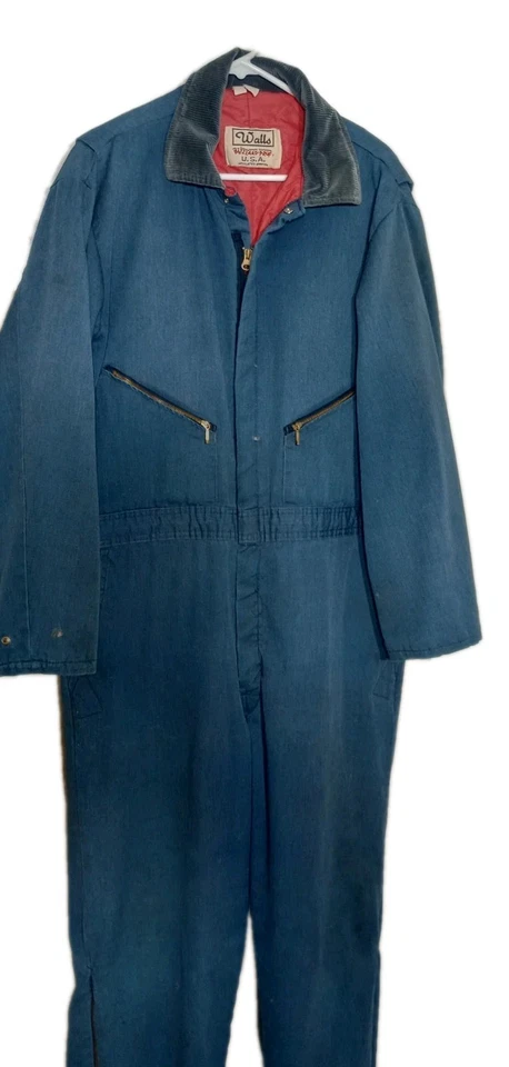 Vintage Walls Blizzard Pruf Insulated Coveralls XL Blue ZipLeg Heavyweight USA - Image 2 of 4