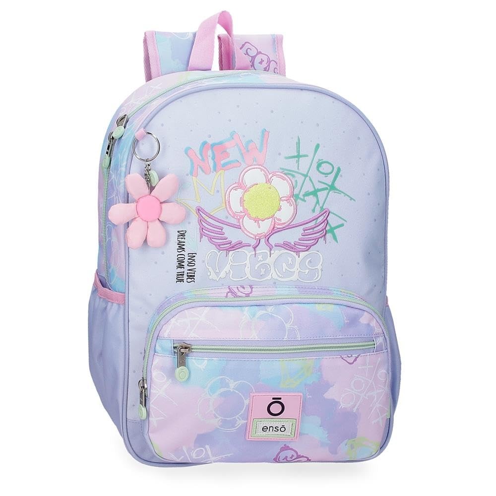 Sac à dos scolaire rose anti-déchirure New Vibes pour ranger grands cahiers et classeurs