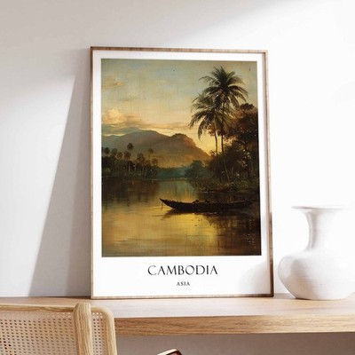 5_Kambodscha Poster, Wohndeko, Reisekunst, Asiatische Wandbilder, Asien Reiseposter, L